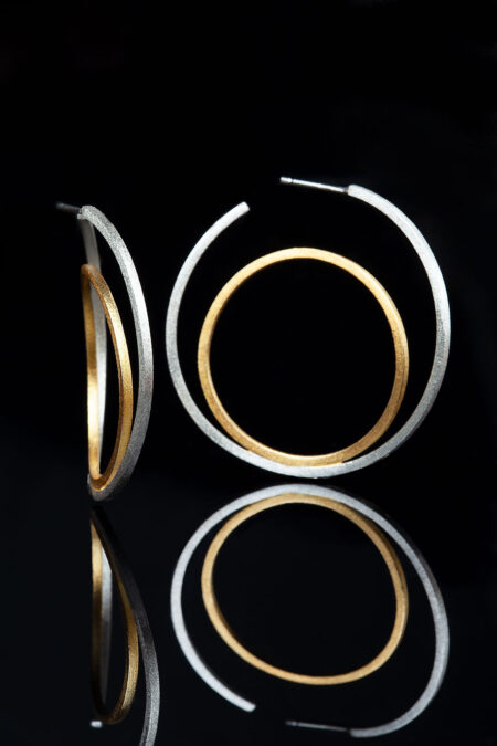 Handmade Jewellery | Minimal geometric handmade double silver hoops gallery 1
