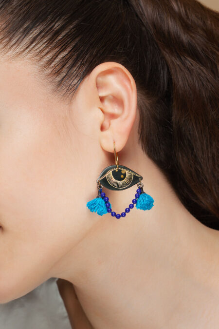 Handmade Jewellery | Eyes handmade earrings with lapis lazouli gallery 1