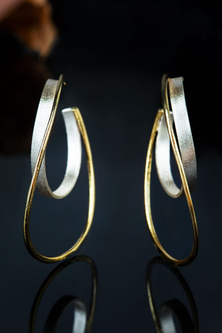 Handmade Jewellery | Minimal handmade geometric double silver hoops gallery 4
