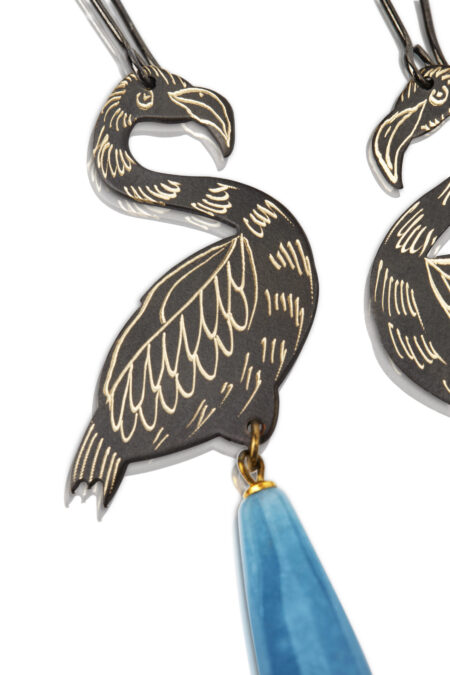 Handmade Jewellery | Flamingo handmade bronze and silver earrings gallery 1
