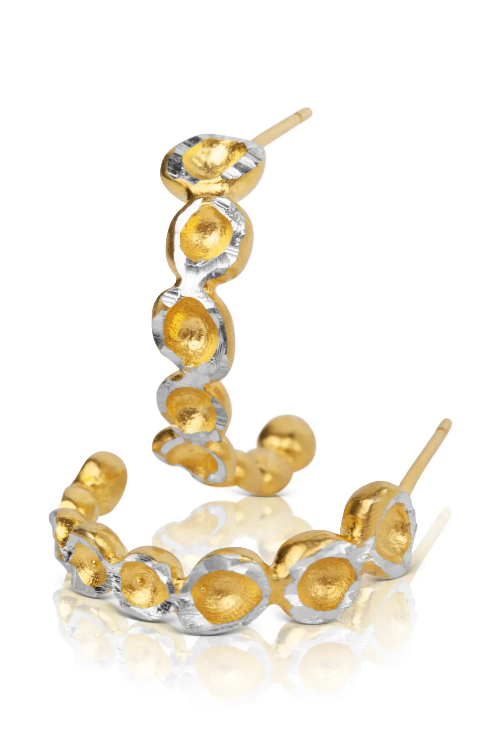 Χειροποίητα κοσμήματα | Φυσαλίδες επίχρυσα ασημένιο σκουλαρίκια main