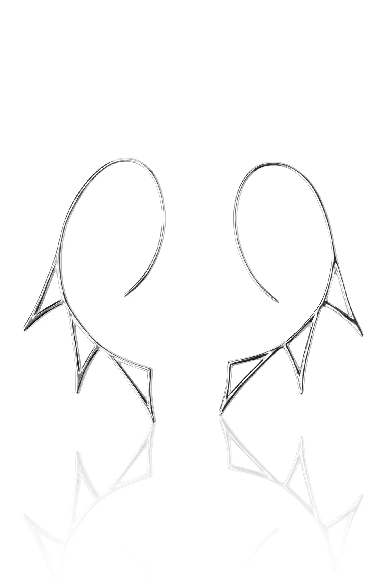 Handmade Jewellery | Geometric minimal long silver earrings main