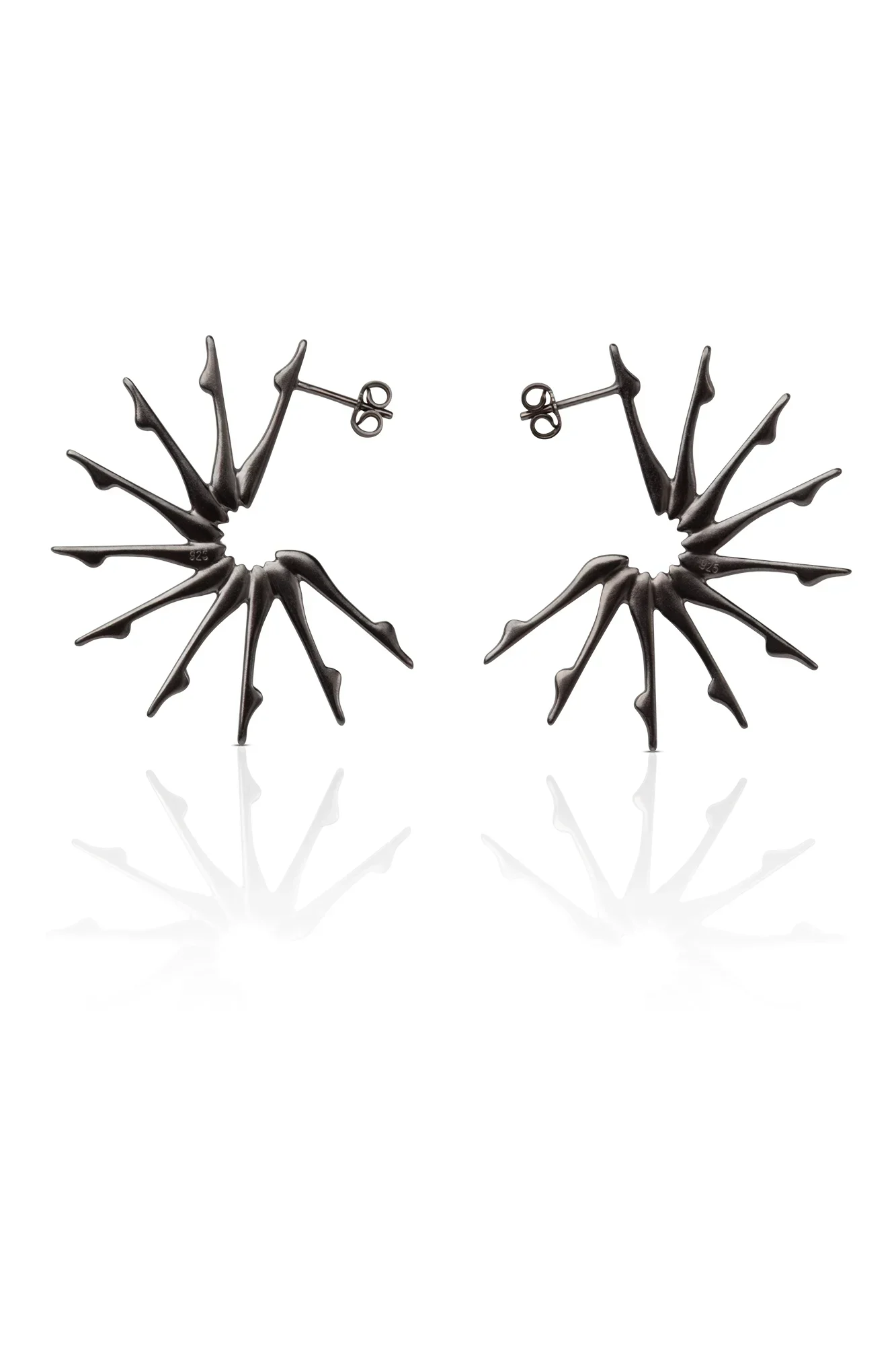 Handmade Jewellery | Unique sculptural black silver hoops main