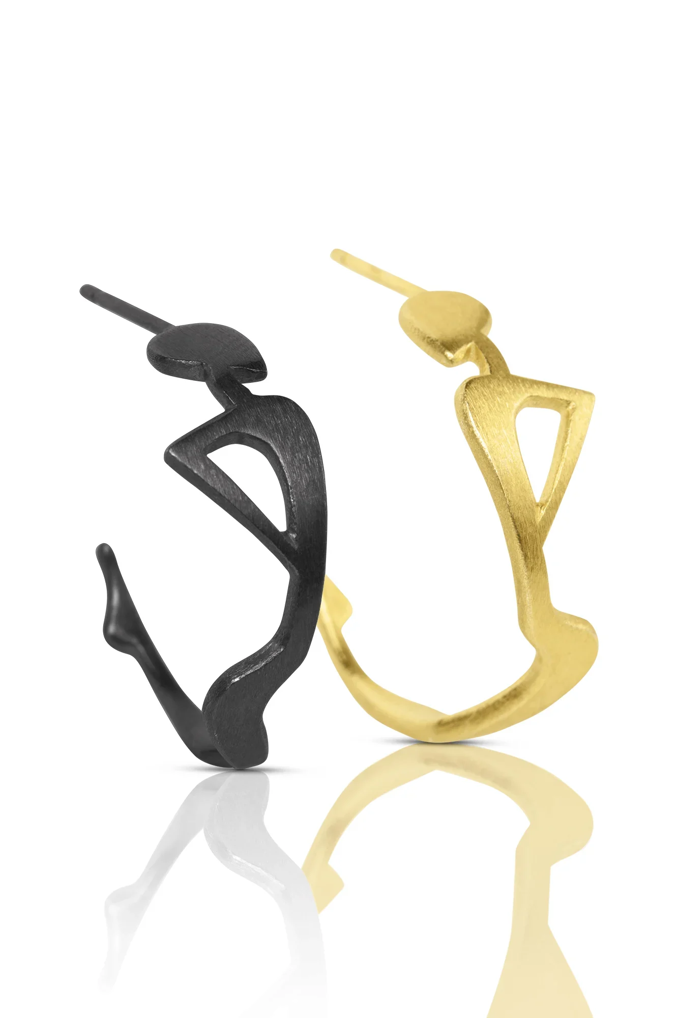 Handmade Jewellery | Sculptural Minimal Silver Figure Earrings Small main