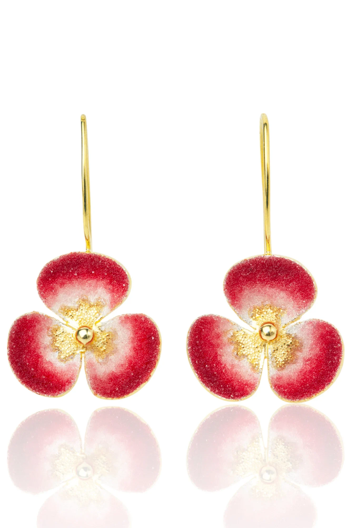 Χειροποίητα κοσμήματα | Κόκκινα χειροποίητα σκουλαρίκια λουλούδια main