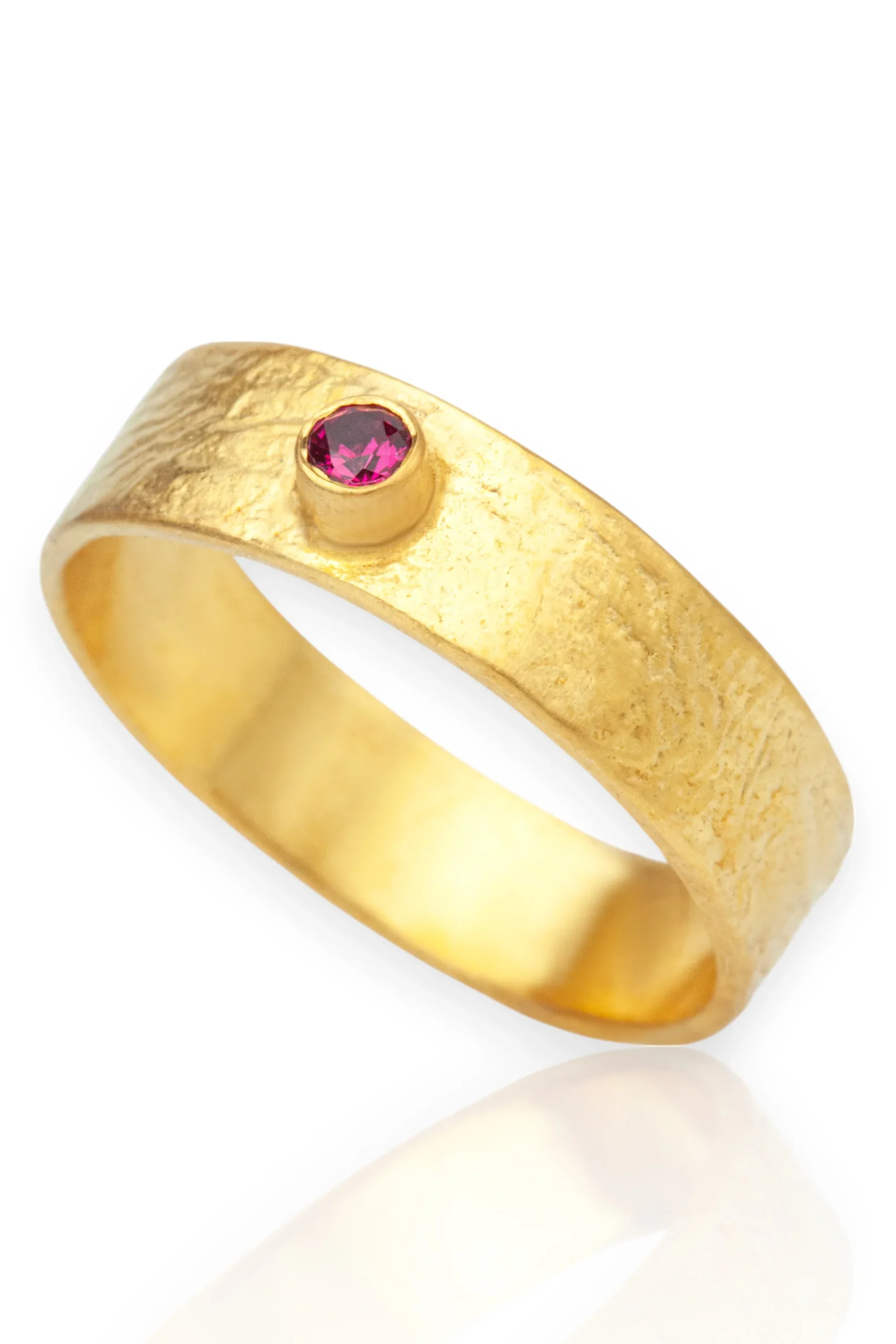 Χειροποίητα κοσμήματα | Μινιμαλιστικό χειροποίητο ασημένιο δαχτυλίδι με φούξια ζιργκόν main