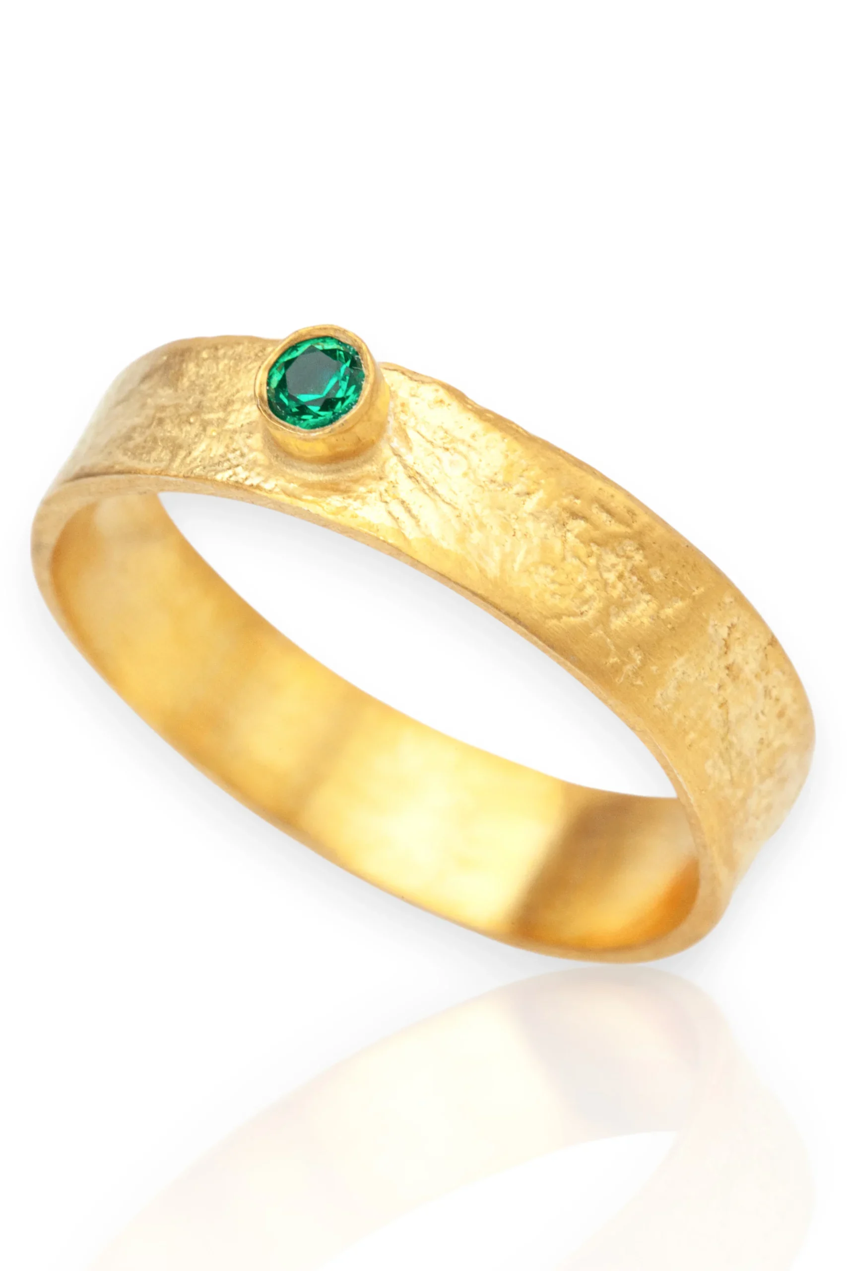 Χειροποίητα κοσμήματα | Μινιμαλιστικό χειροποίητο ασημένιο δαχτυλίδι με πράσινο ζιργκόν main