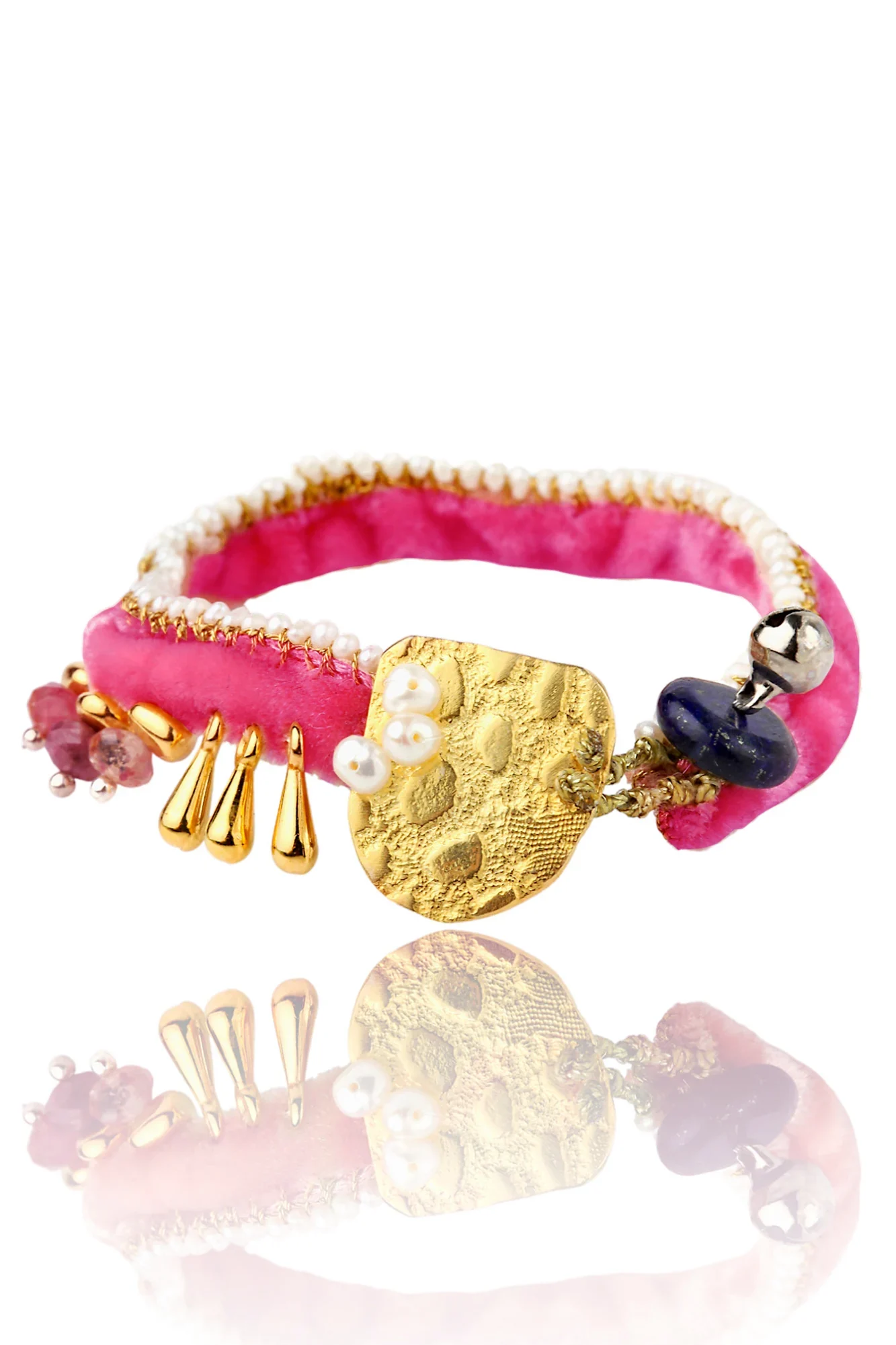 Χειροποίητα κοσμήματα | Ασημένιο & βελούδινο χειροποίητο βραχιόλι main