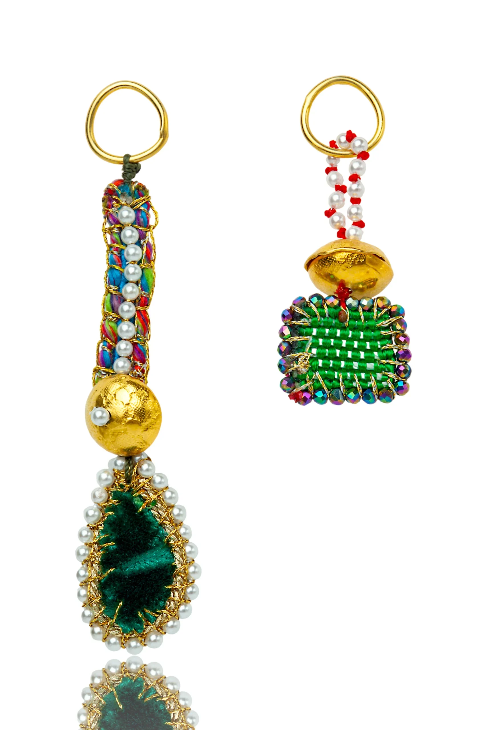 Χειροποίητα κοσμήματα | Υφαντά πράσινα χειροποίητα ασημένια σκουλαρίκια main