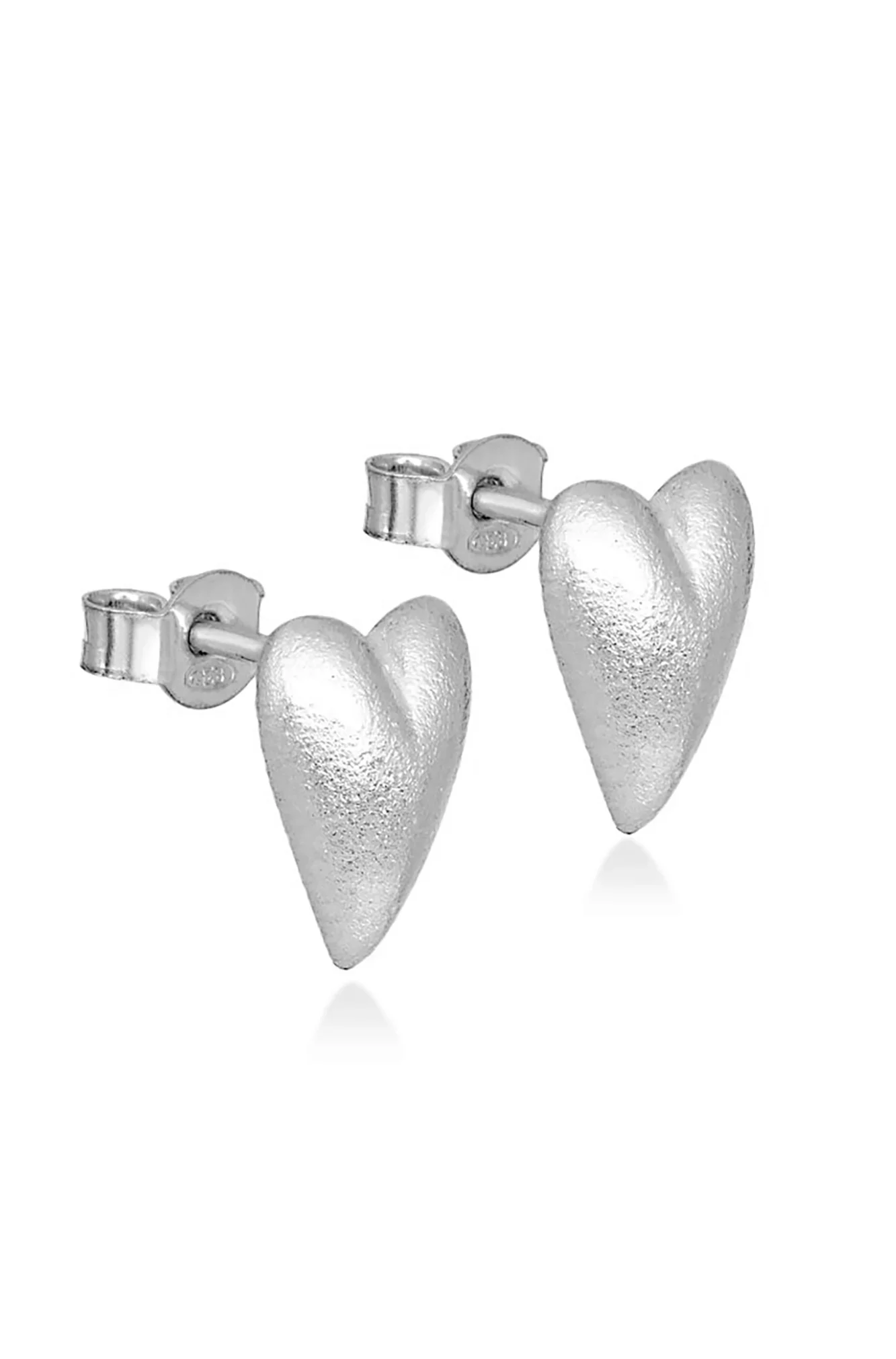 Χειροποίητα κοσμήματα | Χειροποίητα μίνιμαλ ασημένια σκουλαρίκια Καρδιές main